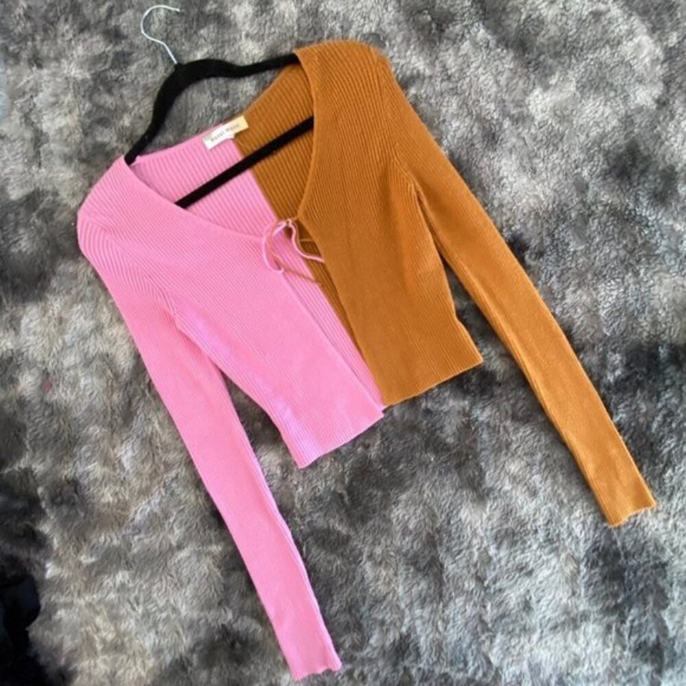Hazel Moon Ribbed Knit Colorblock Cardi